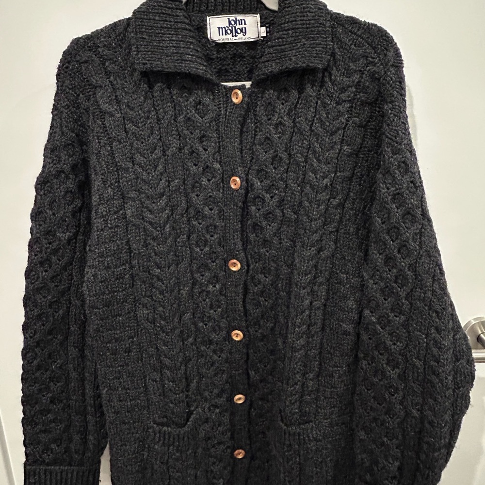 Women's Black Cable Knit Cardigan